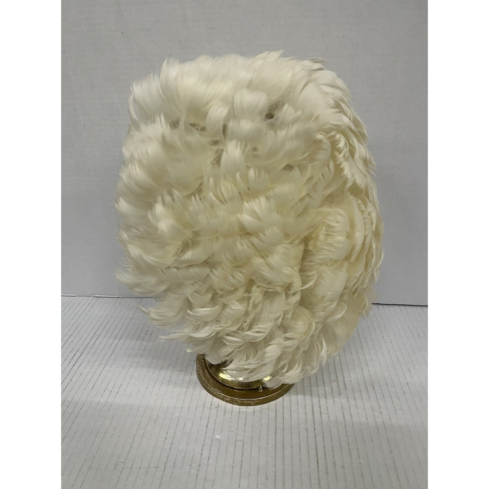 Vintage 1950's Ivory Feather Hat With Netting Mid century Fascinator Millinery - Picture 3 of 9